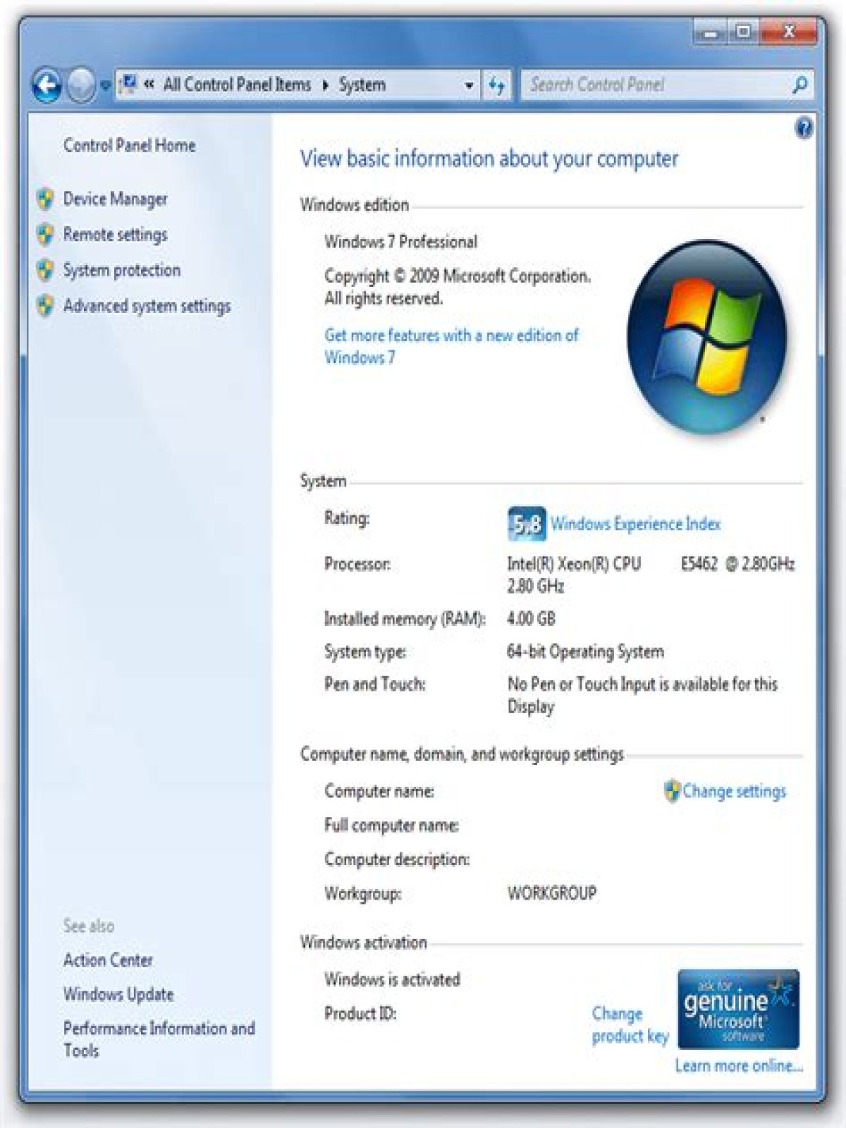 How do I find my laptop properties Windows 7?